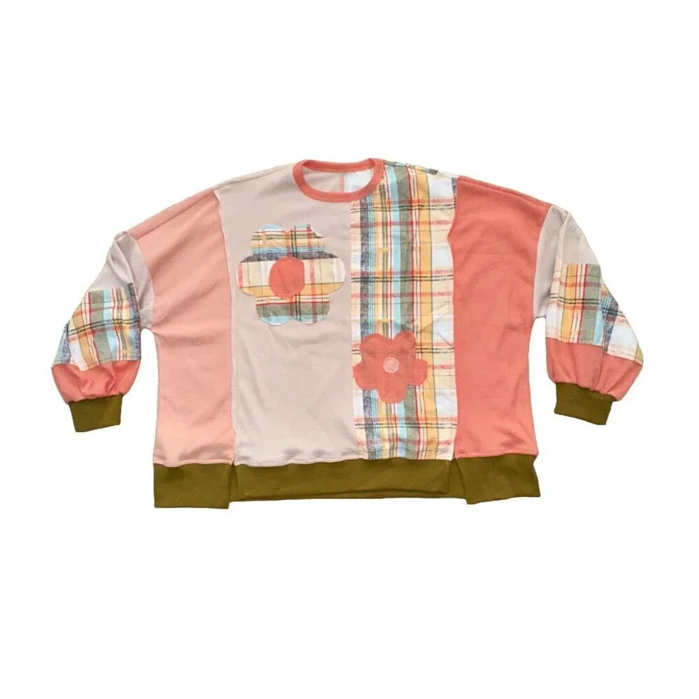 Appliqued Floral Lightweight Oversized Sweatshirt Size Large NWOT - Picture 5 of 16